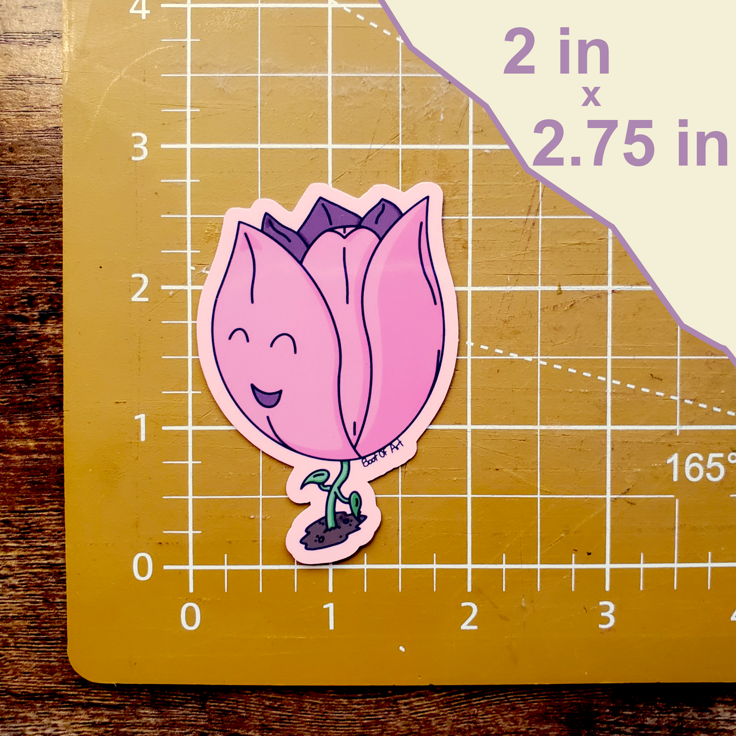 Happy Tulip Die-Cut Vinyl Sticker in Multiple Colors