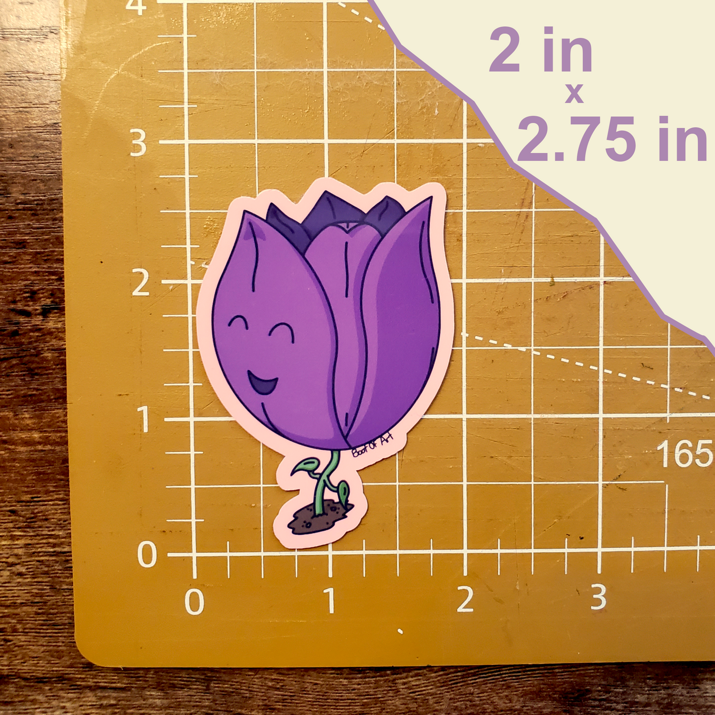Happy Tulip Die-Cut Vinyl Sticker in Multiple Colors