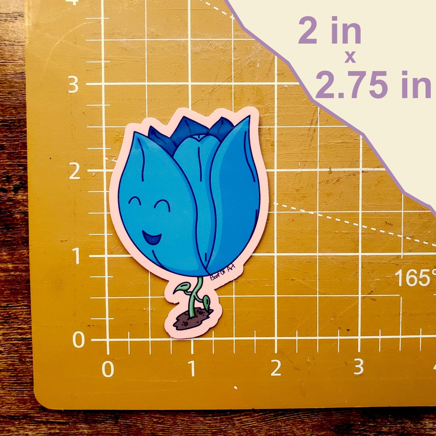 Happy Tulip Die-Cut Vinyl Sticker in Multiple Colors