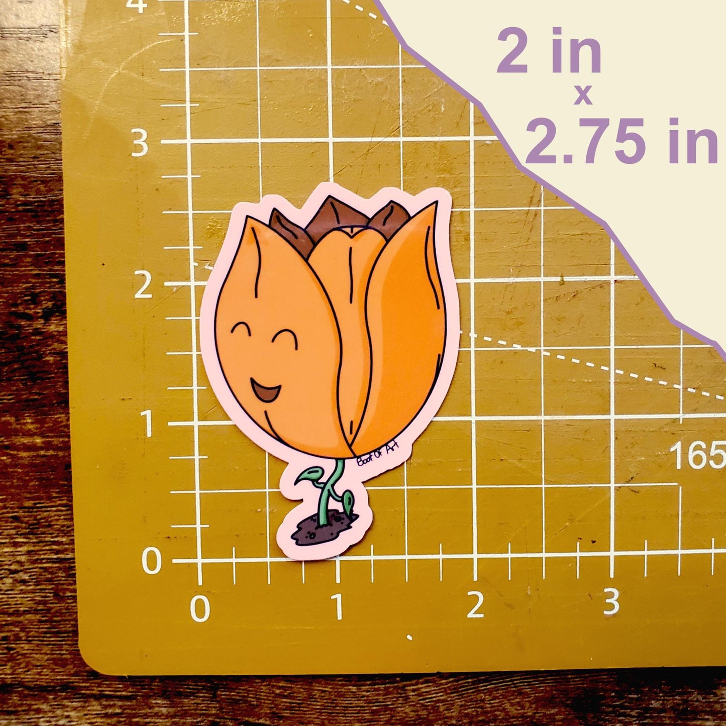 Happy Tulip Die-Cut Vinyl Sticker in Multiple Colors