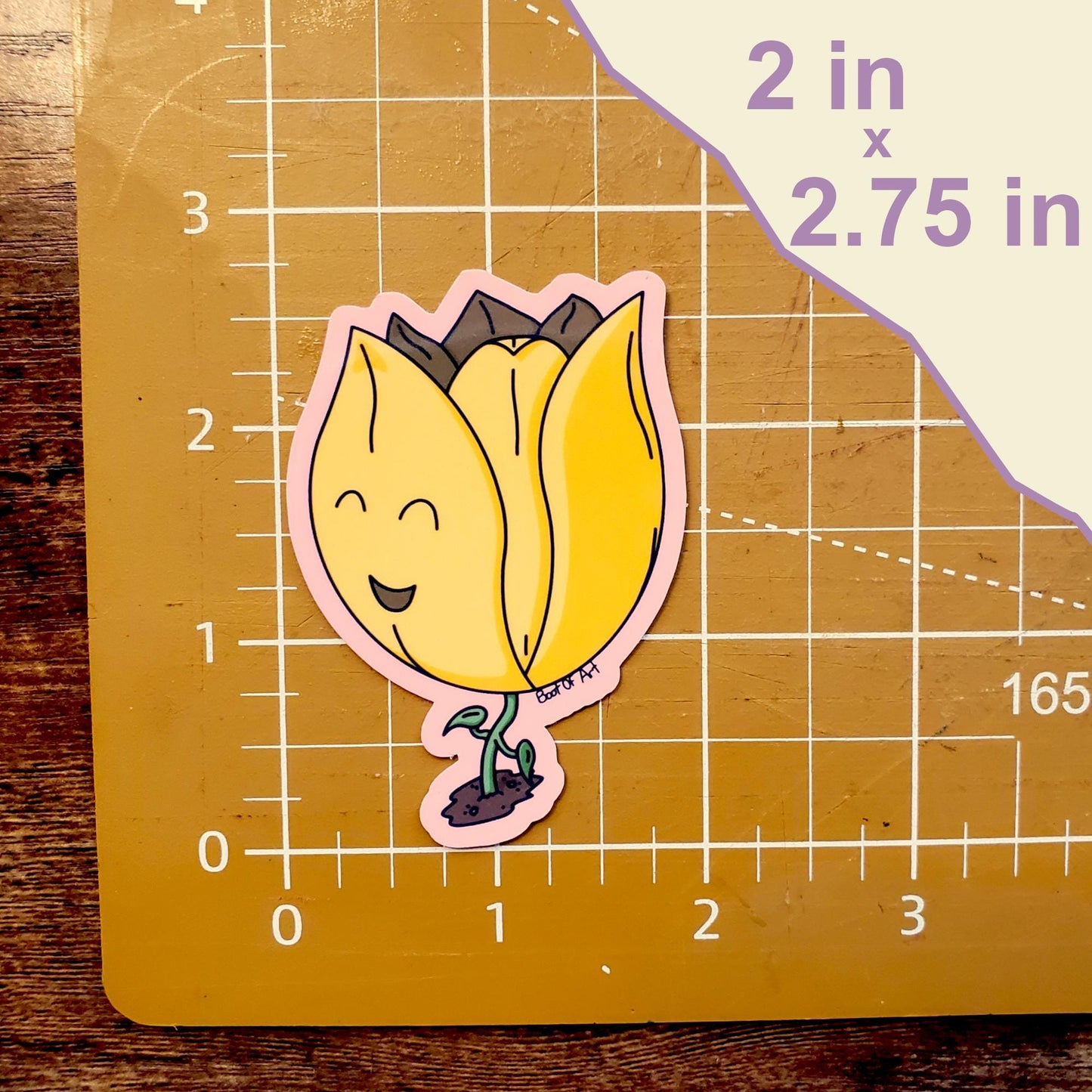 Happy Tulip Die-Cut Vinyl Sticker in Multiple Colors
