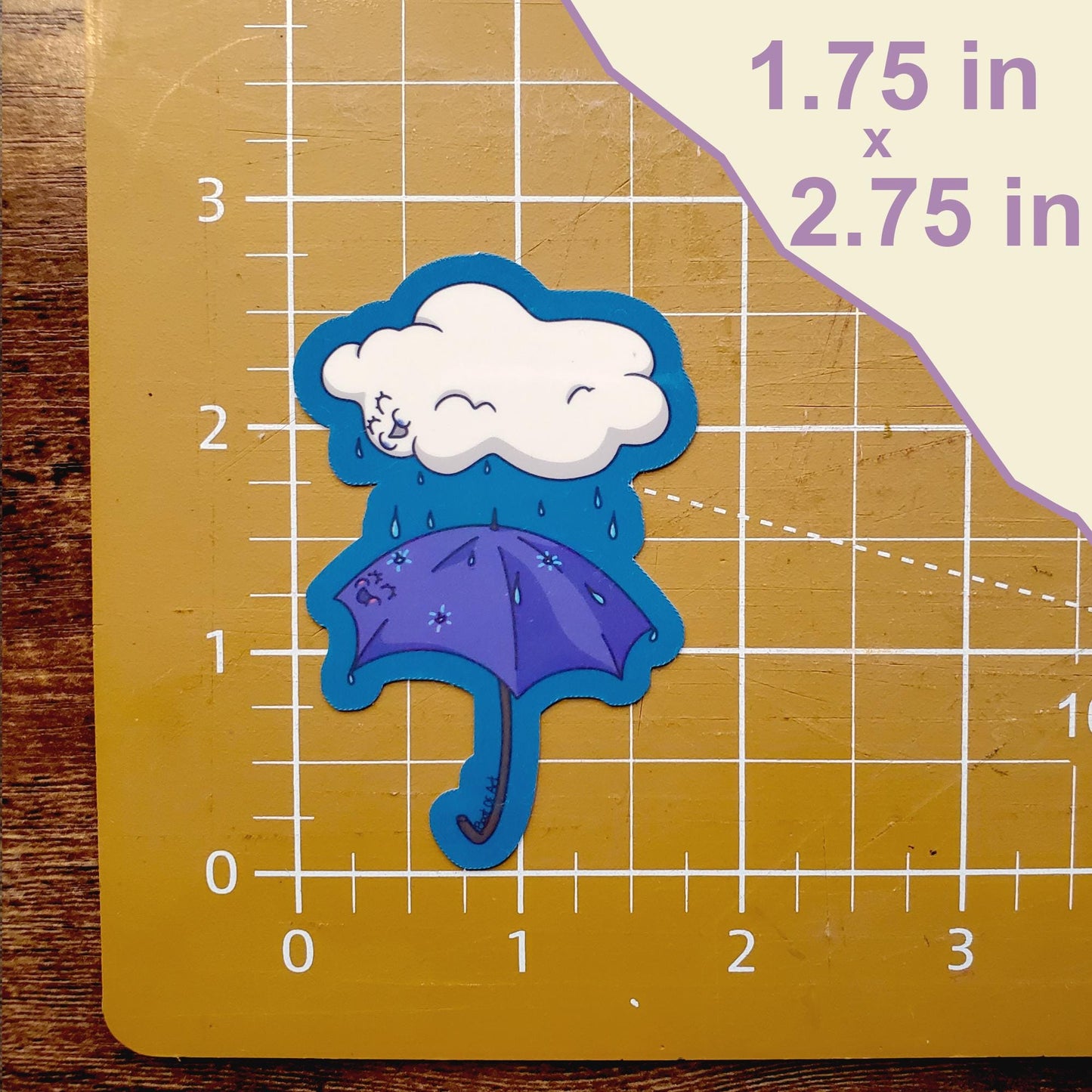 Umbrella and Rain Cloud Friends Die-Cut Vinyl Sticker