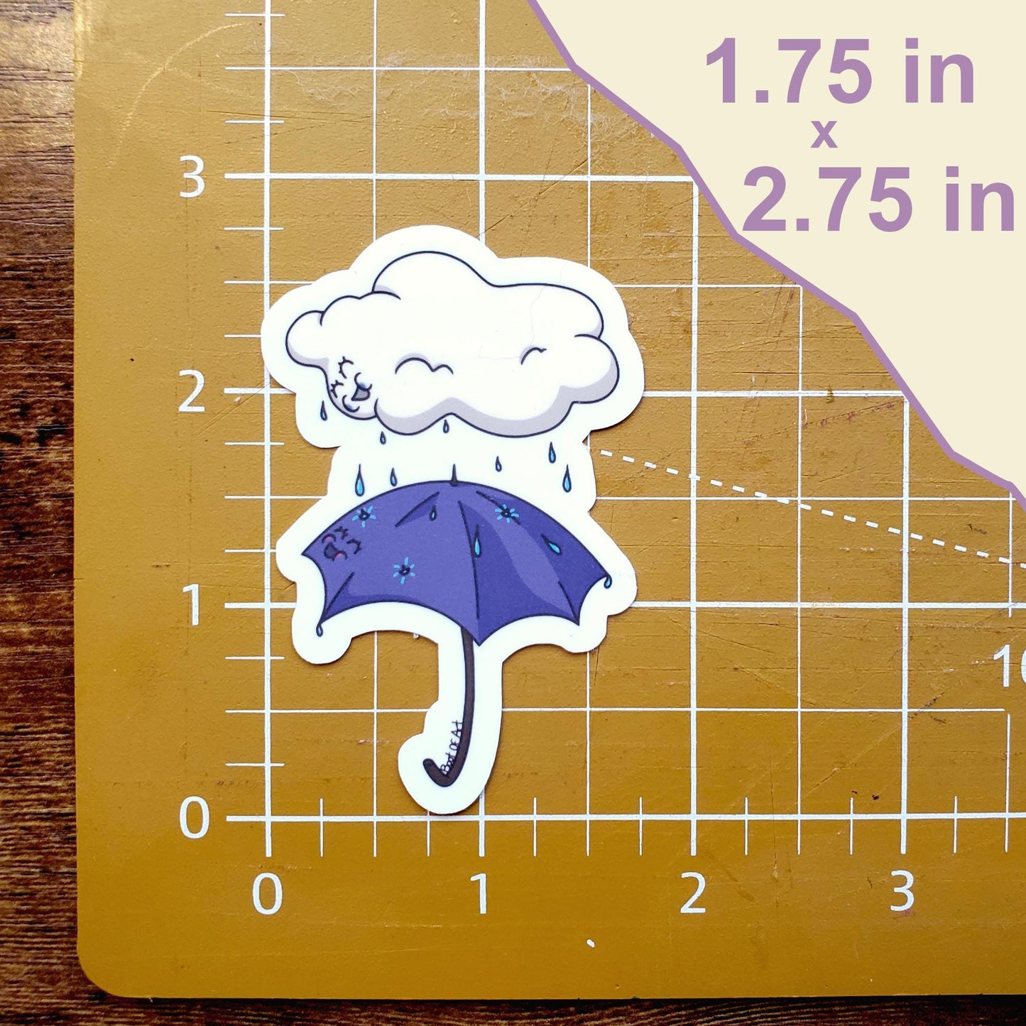 Umbrella and Rain Cloud Friends Die-Cut Vinyl Sticker