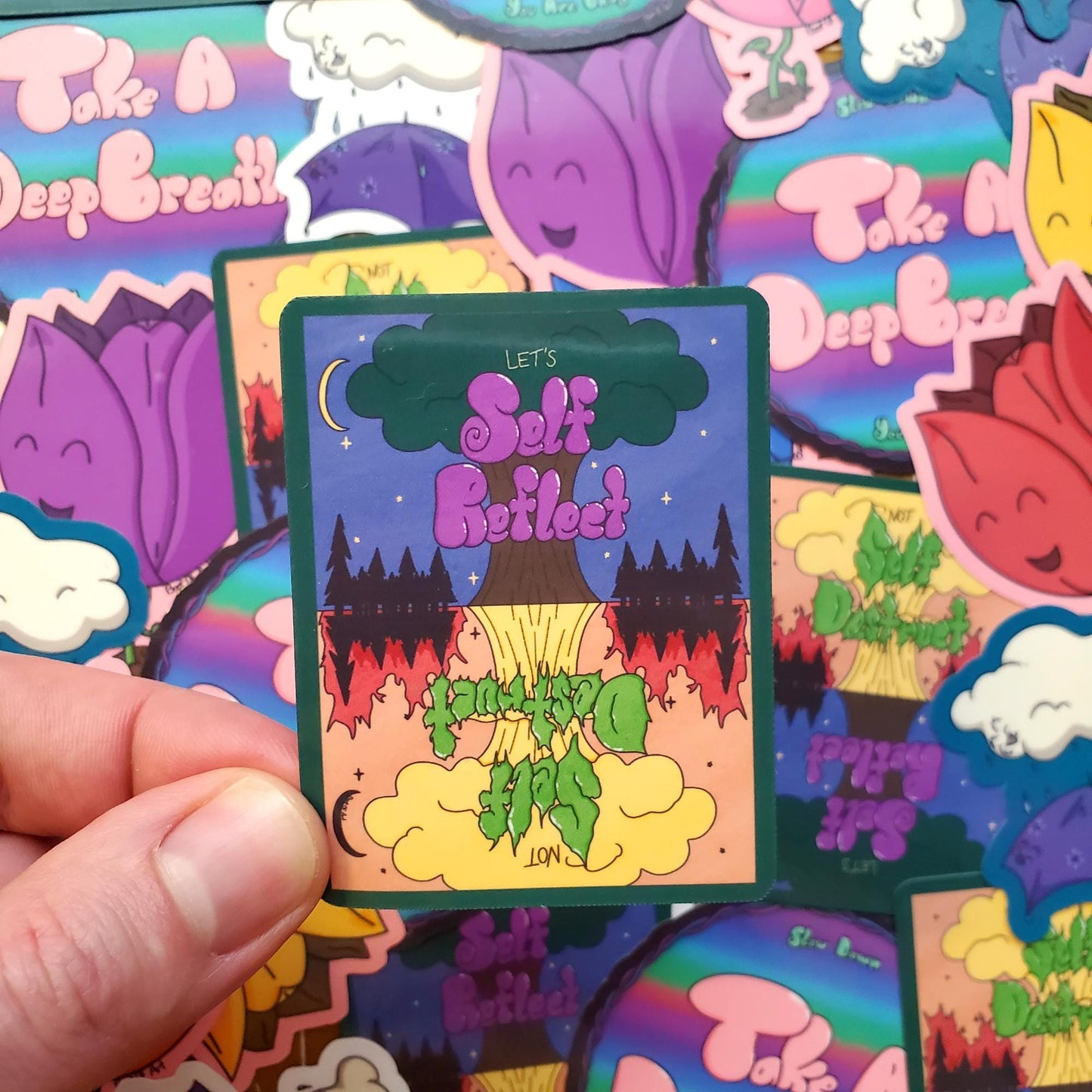 Let's Self Reflect Not Self Destruct Die-Cut Vinyl Sticker