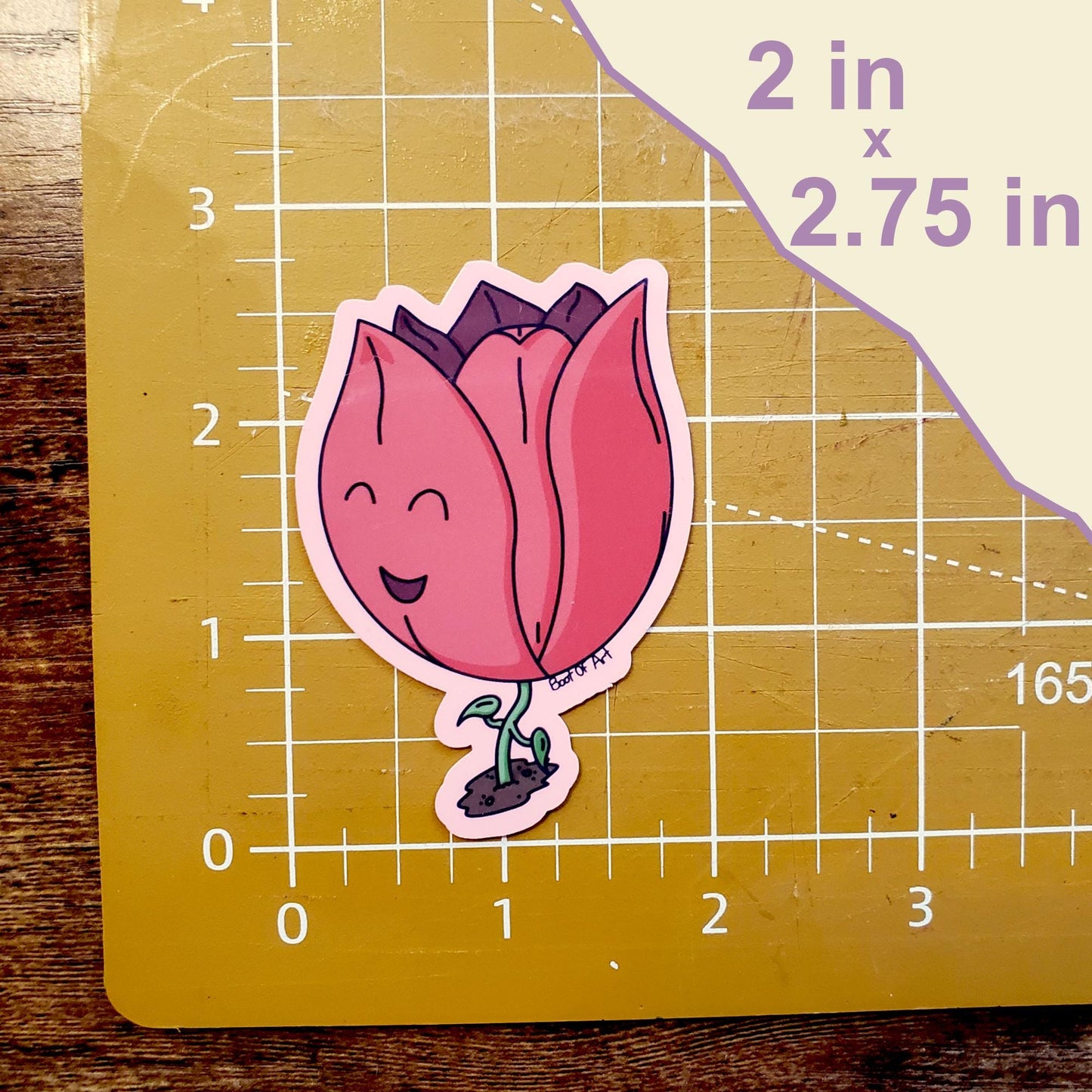 Happy Tulip Die-Cut Vinyl Sticker in Multiple Colors