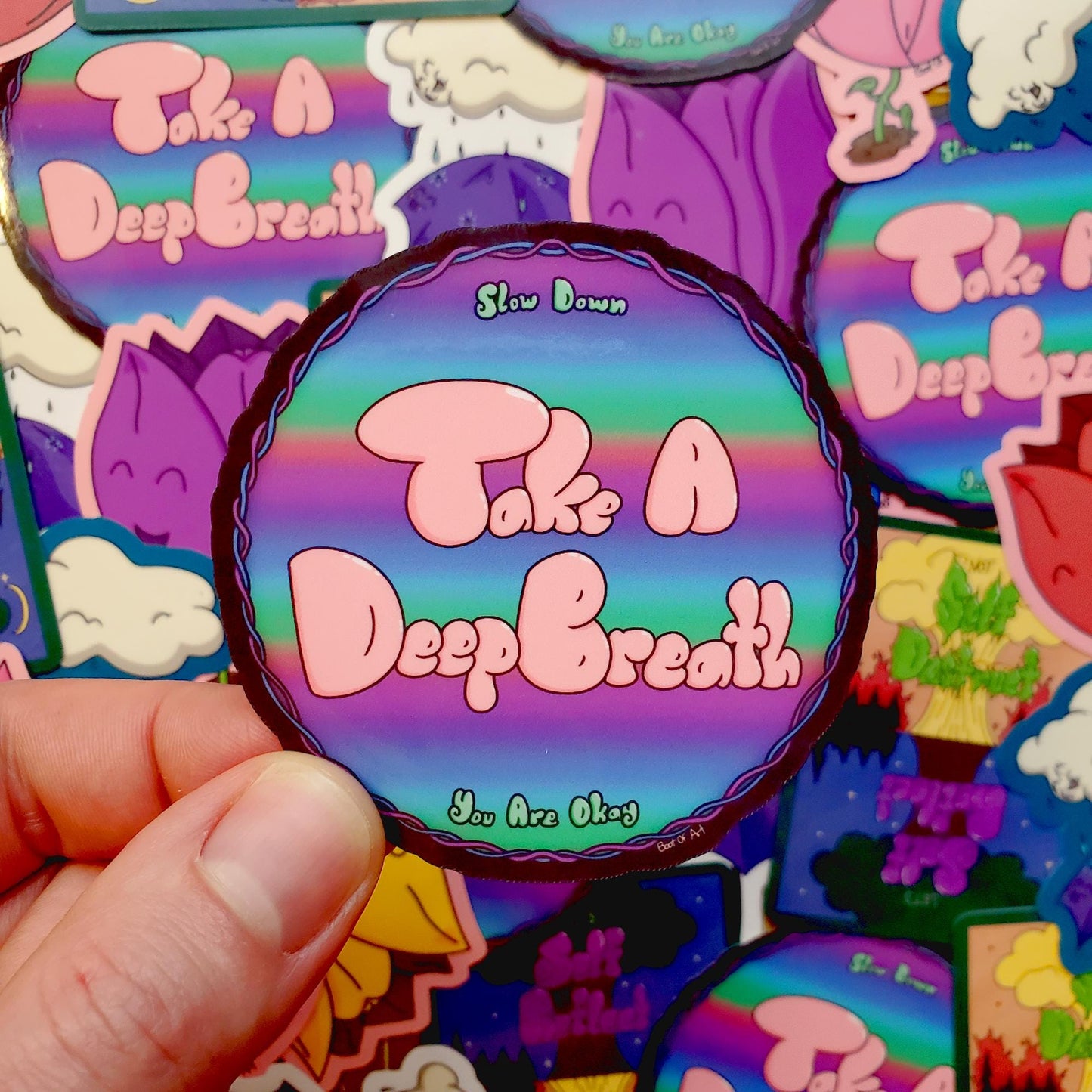 Take a Deep Breath Die-Cut Vinyl Sticker, Slow Down You Are Okay Decal