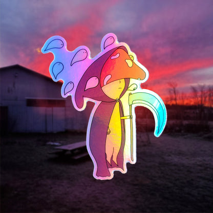 Mushroom Reaper Vinyl Holographic Sticker