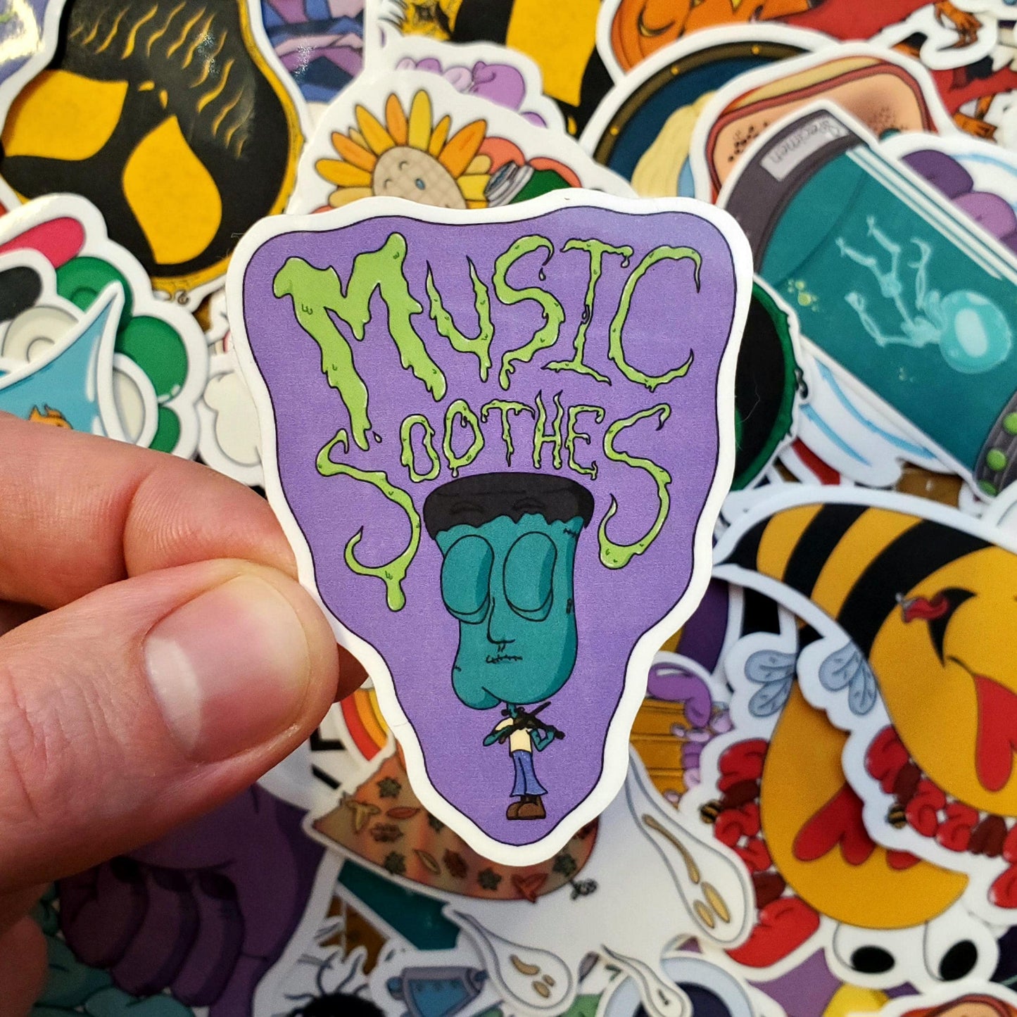 Music Soothes Hand-Cut Vinyl Sticker, Frankenstein's Monster Decal