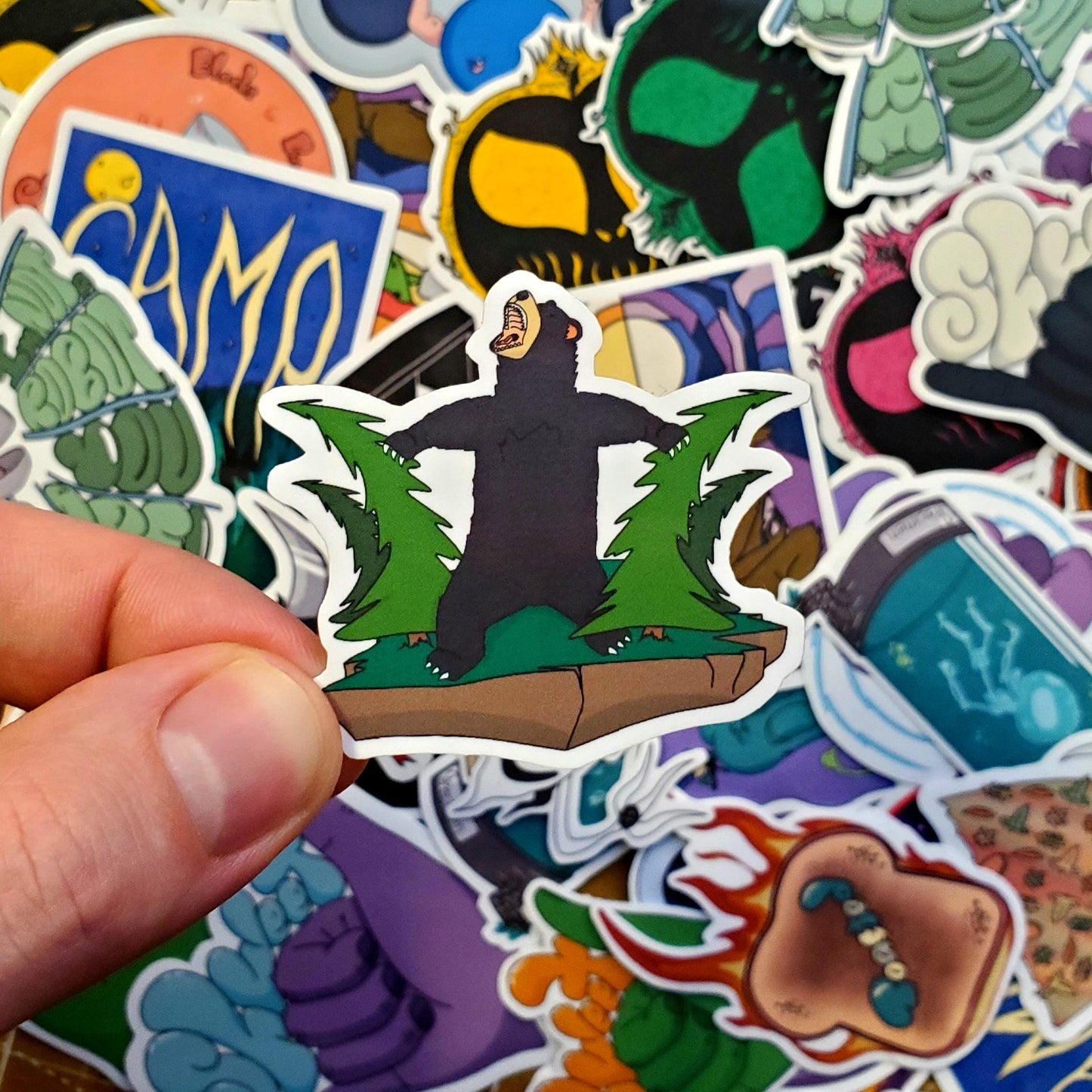 Bear Forest Guardian Hand-Cut Vinyl Sticker