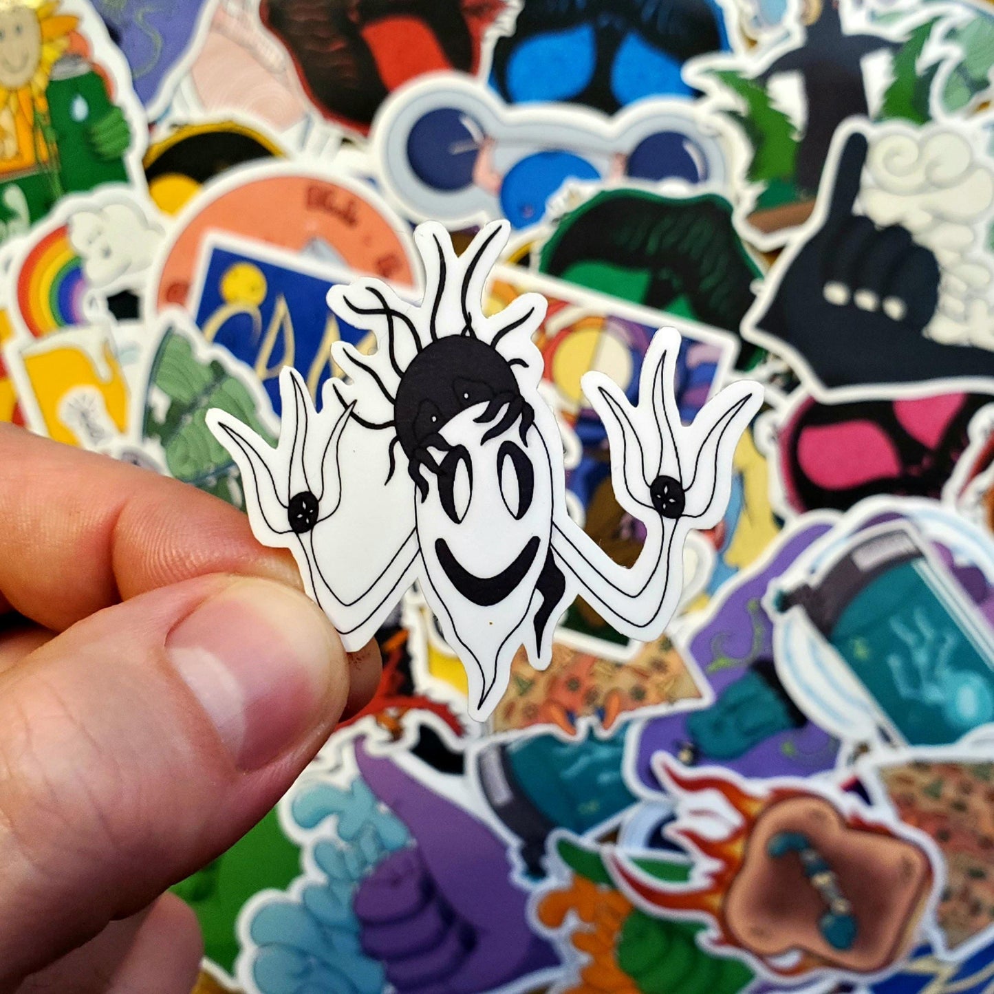 Happy and Scaredy Ghost Hand-Cut Vinyl Sticker