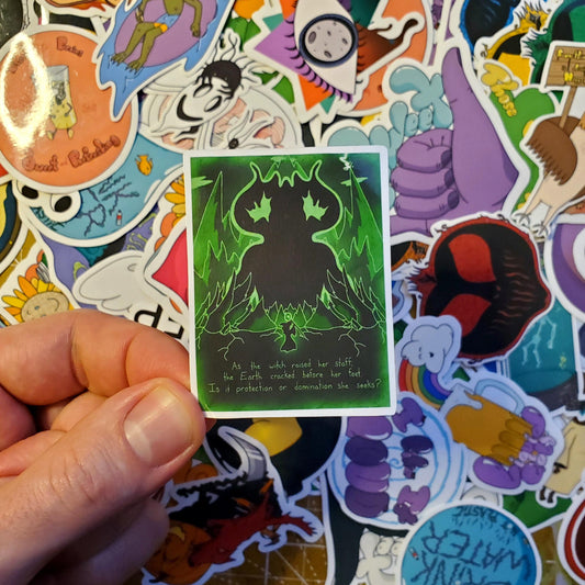 Witch Summoning Spell in the Mountains Hand-Cut Vinyl Sticker