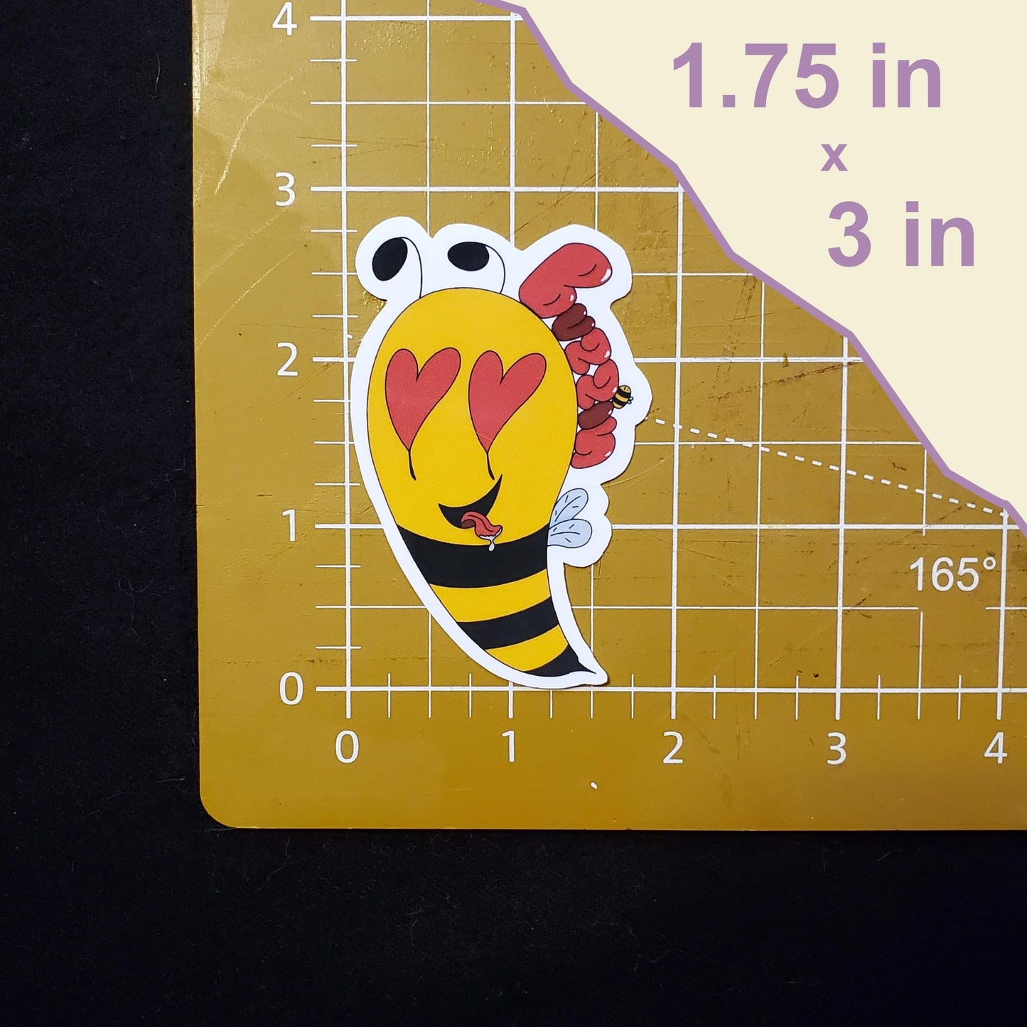 Buzzin' Hand-Cut Vinyl Sticker, Heart Eyes Honey Bee Decal