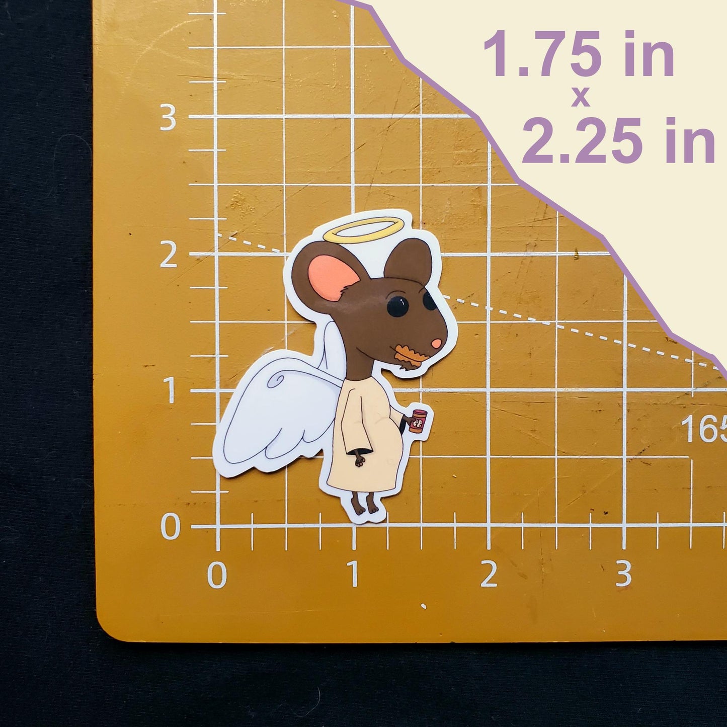 Mouse Angel Eating Peanut Butter Hand-Cut Vinyl Sticker