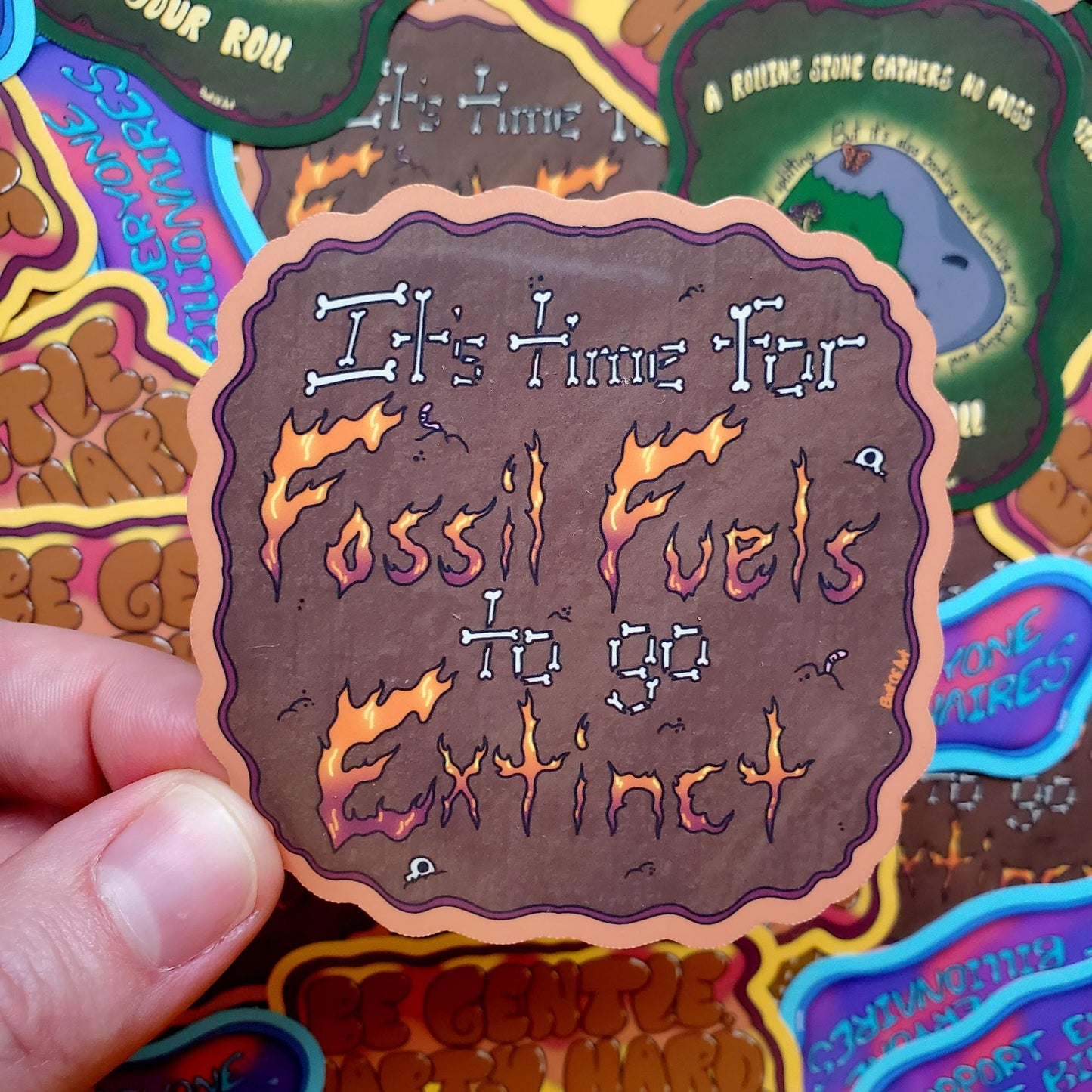 It's Time for Fossil Fuels To Go Extinct Die-Cut Vinyl Sticker, Conservation Decal