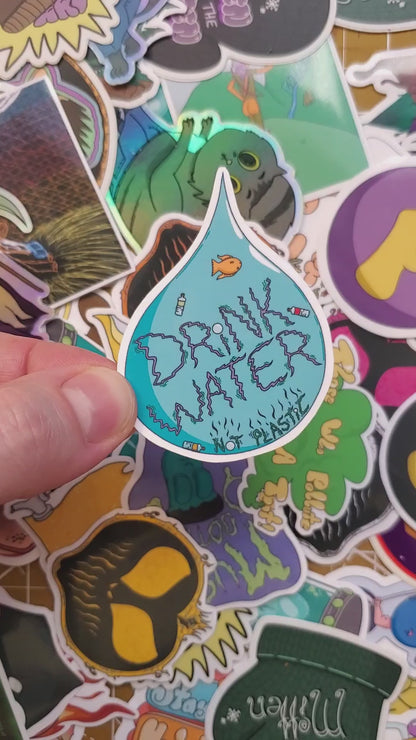 Drink Water Not Plastic Hand-Cut Vinyl Sticker