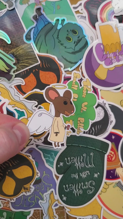 Mouse Angel Eating Peanut Butter Hand-Cut Vinyl Sticker