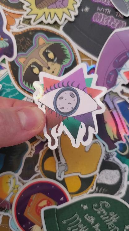 Melty Moon Eye Hand-Cut Vinyl Sticker, Eyes the Size of the Moon Decal